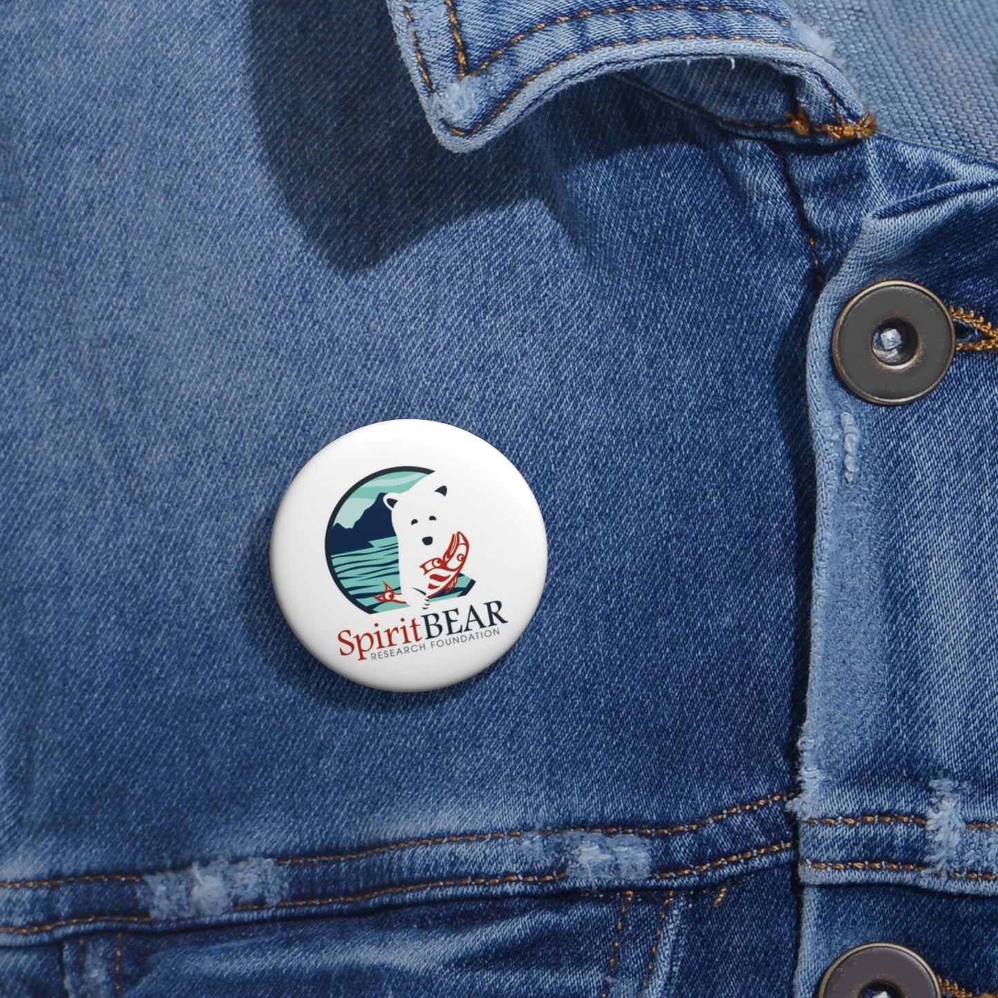 Custom Spirit Bear Pin Buttons - Support the Spirit Bear Research Foundation